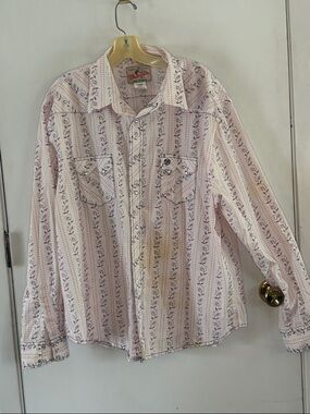 Wrangler Vintage white red blue blue floral button down western shirt Size XXL